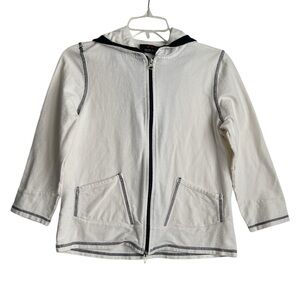 Three Hearts Full Zip Pocketed White Hoodie - SZ:‎ Small